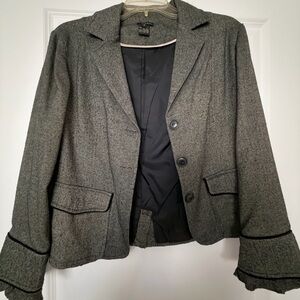 Women's Gray Tailored Wool-Blend Blazer